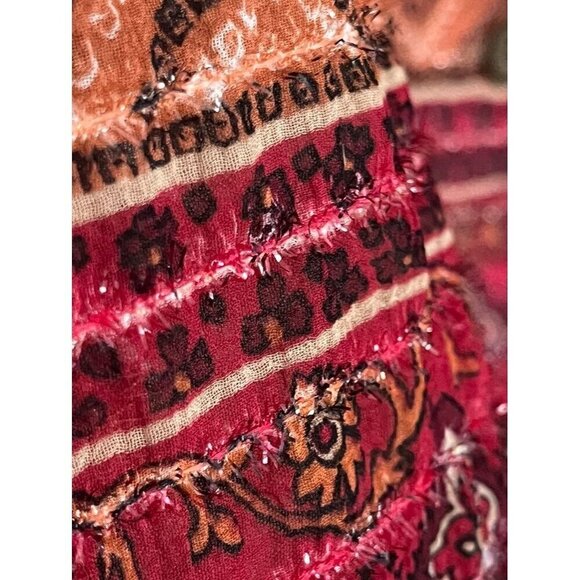 Retro Floral Jacket 10 Red Boho Striped Aztec Classic Chic Fuzzy Western 80s - Picture 7 of 12